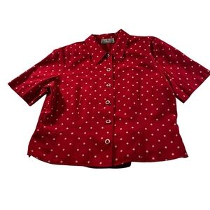 Vintage Sheri Martin Red Polka Dot Button-Up Shirt
